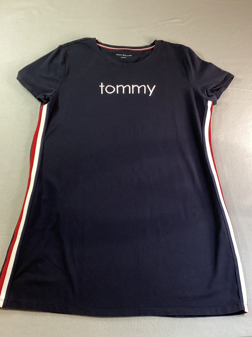Tommy Hilfiger Navy Tee Dress with Red & White Side Stripes